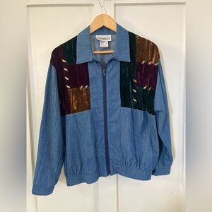Vintage Peterpopovitch mixed media denim and velvet patchwork jacket Medium Y2K